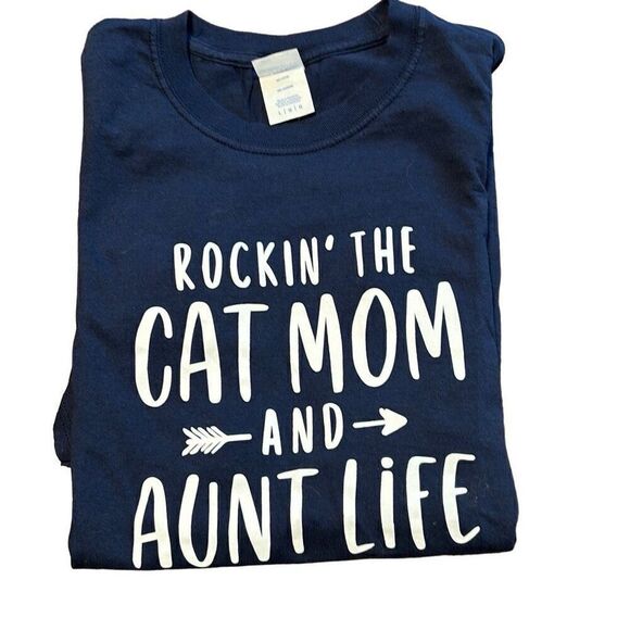 “ROCKIN’ the CAT MOM and AUNT LIFE” cat lady t-shirt L - Picture 5 of 9
